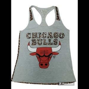Chicago Bulls Graphic Tank Top Grey & Cheetah Print Size Small